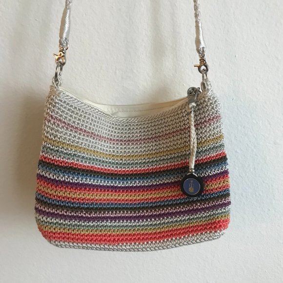 The Sak Crochet Crossbody Rainbow Striped Crossbody Vegan Recycled Bag - Picture 2 of 9